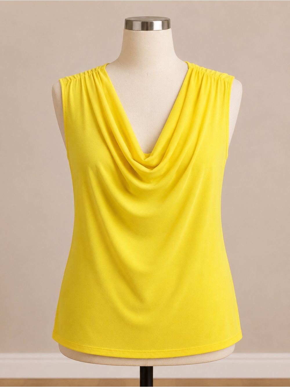 Ashley Stewart Sunny Yellow Cowl Neck Sleeveless Top